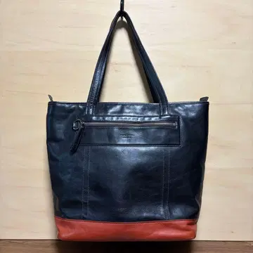 FUJI TAKA 가죽 토트백 블랙/오렌지