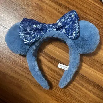도쿄 디즈니 리조트 미니 머리띠 스팽글 리본 블루