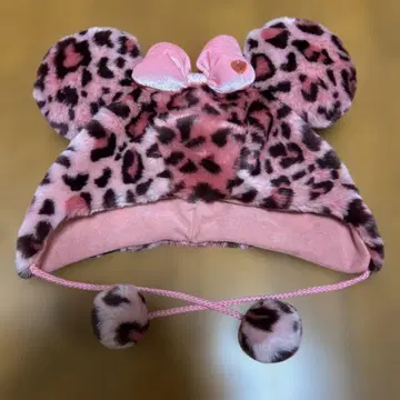 새상품급 디즈니 팬캡 레오파드 무늬 핑크 미니 레오파드
