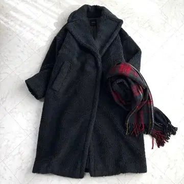 [] 보아 코트 롱 테디베어 코트 루즈핏 차콜 그레이 M