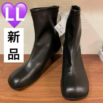 시마무라 새상품 블랙 앵클부츠 LL 부츠 발볼 넓은