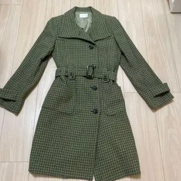 페Van Fee 올리브 그린 롱 코트