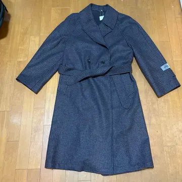 포르텍스 더블 브레스트 롱 코트 하운드투스 패턴 퍼플 L 사이즈