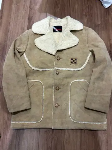 80s USA제 런치 자켓 무스탕 체커 올드 서프