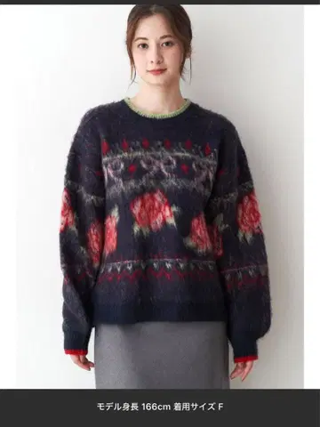 꽃무늬 니트 스웨터 긴팔 F 사이즈