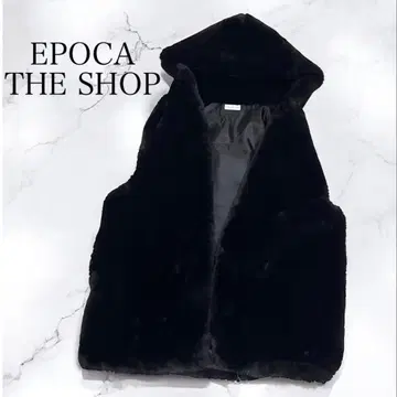 컨디션 최상 EPOCA 에포카 더 샵 인조 모피 베스트 후드 부착
