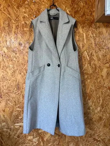 새상품급 ZARA 자라 그레이 슬리브리스 베스트 롱베스트 봄/가을/겨울