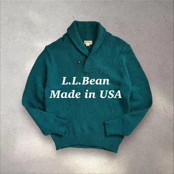 80's USA제 L.L.Bean 울 니트 숄카라 터콰이즈 그린