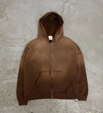 MOOJIMOOJI 데미지 후드티 브라운 L