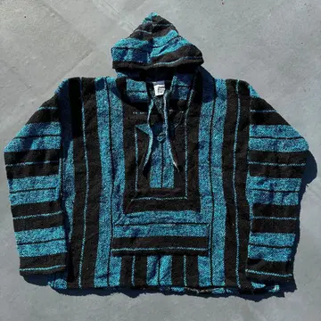 90s VEL-MEX 멕시칸 후드티 XL 멕시코제 파랑/블랙 아크릴