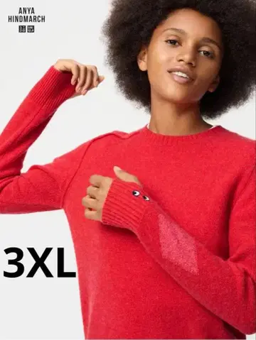 유니클로 안야 힌드마치 캐시미어 크루넥 스웨터 레드 3XL