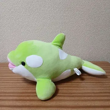 고베 스마 월드 범고래 옐로우 그린 봉제 인형 오르카 복권