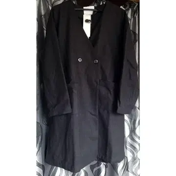 w 단추 노카라 코트 ehka sopo 블랙 블랙