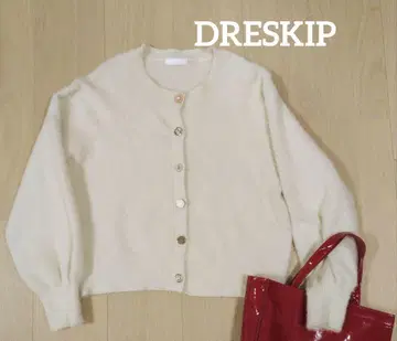 DRESKIP 라메 믹스 아이보리 가디건