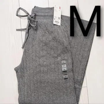 1 유니클로 워셔블 니트 케이블 팬츠 M 표준 길이 그레이 새상품
