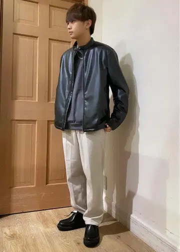 [고급 인조 가죽] JUNRed 신세틱 레더 싱글 라이더 자켓