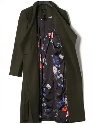 [새상품급] 올리브 그린 롱 코트 플로럴