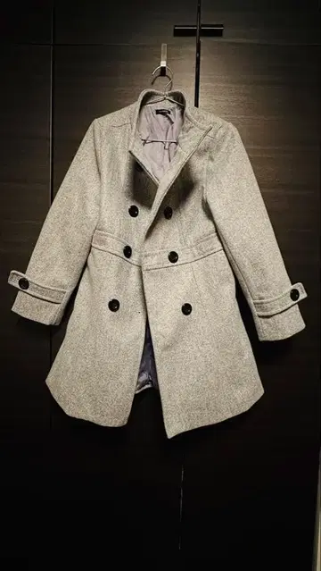 Newlyme 그레이 더블 브레스트 코트