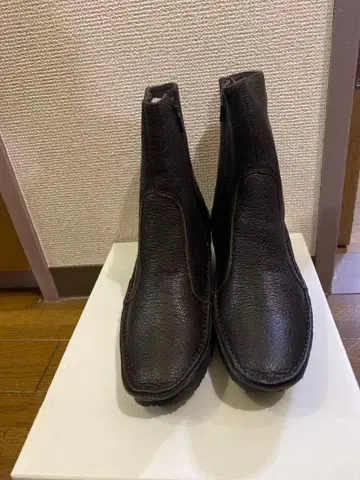 다크 브라운 가죽 웨지 부츠