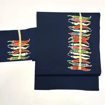 나고야 오비 빙가타 염색 순수 실크 크레이프 원단 고추 so173