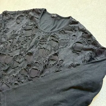 DONNEZ-MOI 블랙 긴팔 티셔츠 데미지 가공 L 사이즈