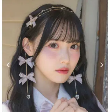 ROJITA 리본 달린 체인 머리띠 핑크