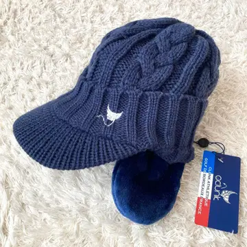 미사용 CLUNK 크랭크 이어 플랩 니트 모자 귀마개 네이비 컬러 캡