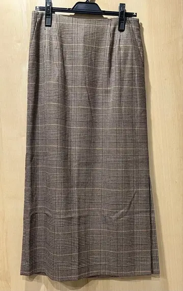 [ 새상품 ] IENA 체크 무늬 울 타이트 롱 스커트 브라운 계열