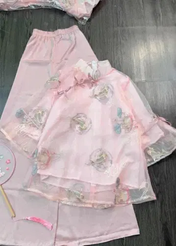 고풍 셋업 여성용 파스텔 핑크 L