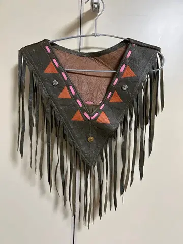 빈티지 vintage 가죽 프린지 탈부착 카라