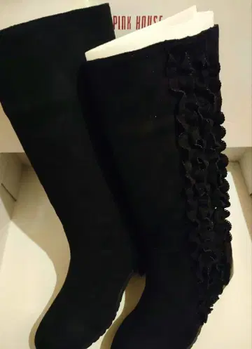 [ PINK HOUSE ] 새상품 프릴 롱 부츠 블랙 4