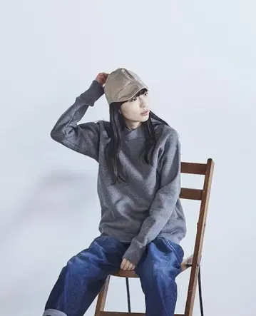 아틀리에 나루세 코튼 모크넥 스웨트 그레이