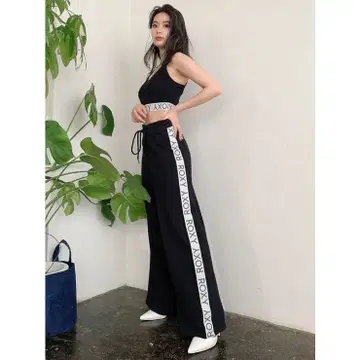 GYDA x ROXY 프론트 레이스업 맨투맨 와이드 팬츠