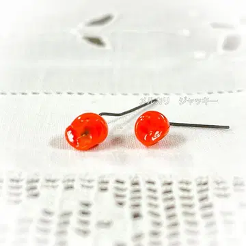 앤티크 무라노 유리 주홍색 은방울꽃 인형 귀걸이 귀찌 프랑스