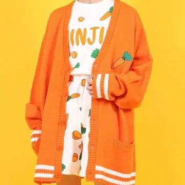 PUNYUS 푸뉴즈 후드 자수 가디건 당근 사이즈 4