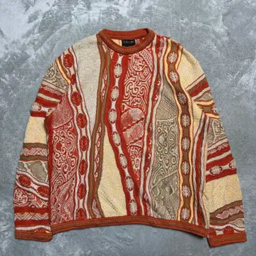 80s 90s COOGI 3D 니트 스웨터 웜 컬러 오렌지 쿠지 XL