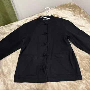 무인양품 스트레치 기모 차이나 셔츠 블랙