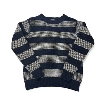 beams 보더 니트 스웨터 울 초와이드 구제 의류 빈티지