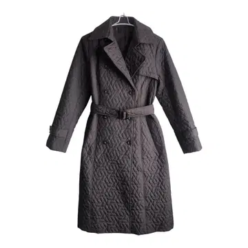 [고급 퀼팅] 롱 코트 벨트 포함 트렌치풍 아우터 여성용 L