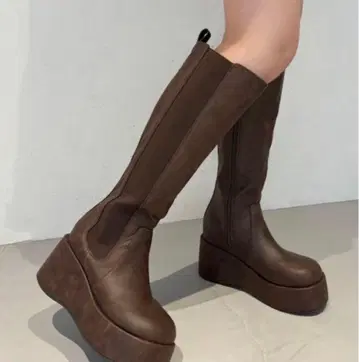 사이드 고어 볼륨 밑창 롱 부츠