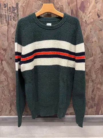 GAP 다크 그린 스트라이프 니트 M