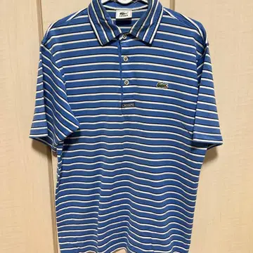 LACOSTE 블루 화이트 스트라이프 피케 셔츠