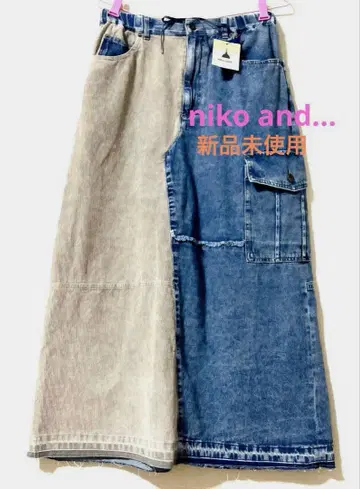 니코앤드 - 리메이크풍 콤비 스커트 데님&코듀로이 인기 새상품