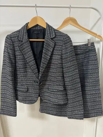 트위드 스커트 셋업 블랙 화이트