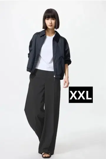 새상품 택포함 유니클로 감동 와이드 팬츠 XXL 사이즈 블랙
