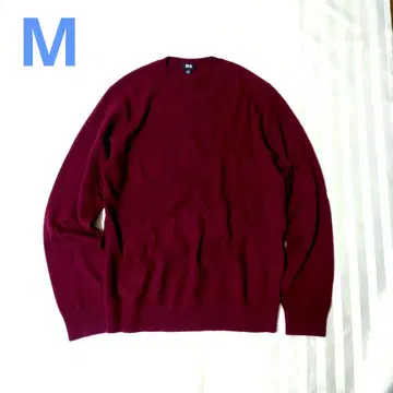 유니클로 새상품급 남성용 캐시미어 100% 스웨터 와인 M
