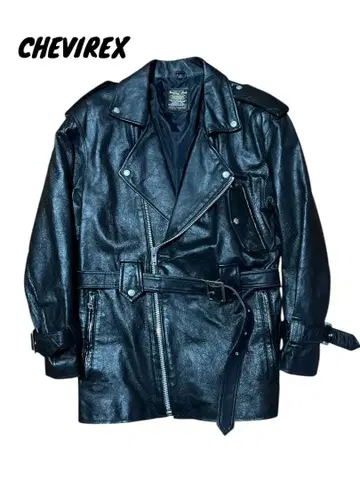 CHEVIREX 가죽 더블 폴리스맨 자켓