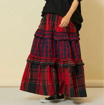 freada 빨간색 체크 스커트