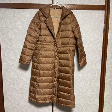 M 사이즈 후드 부착 롱 다운 자켓 브라운