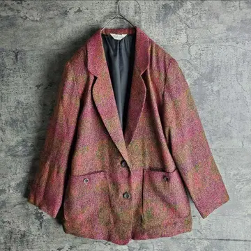 [ 빈티지 ] 테일러드 자켓 어스 컬러 멀티 컬러 보라색 레트로